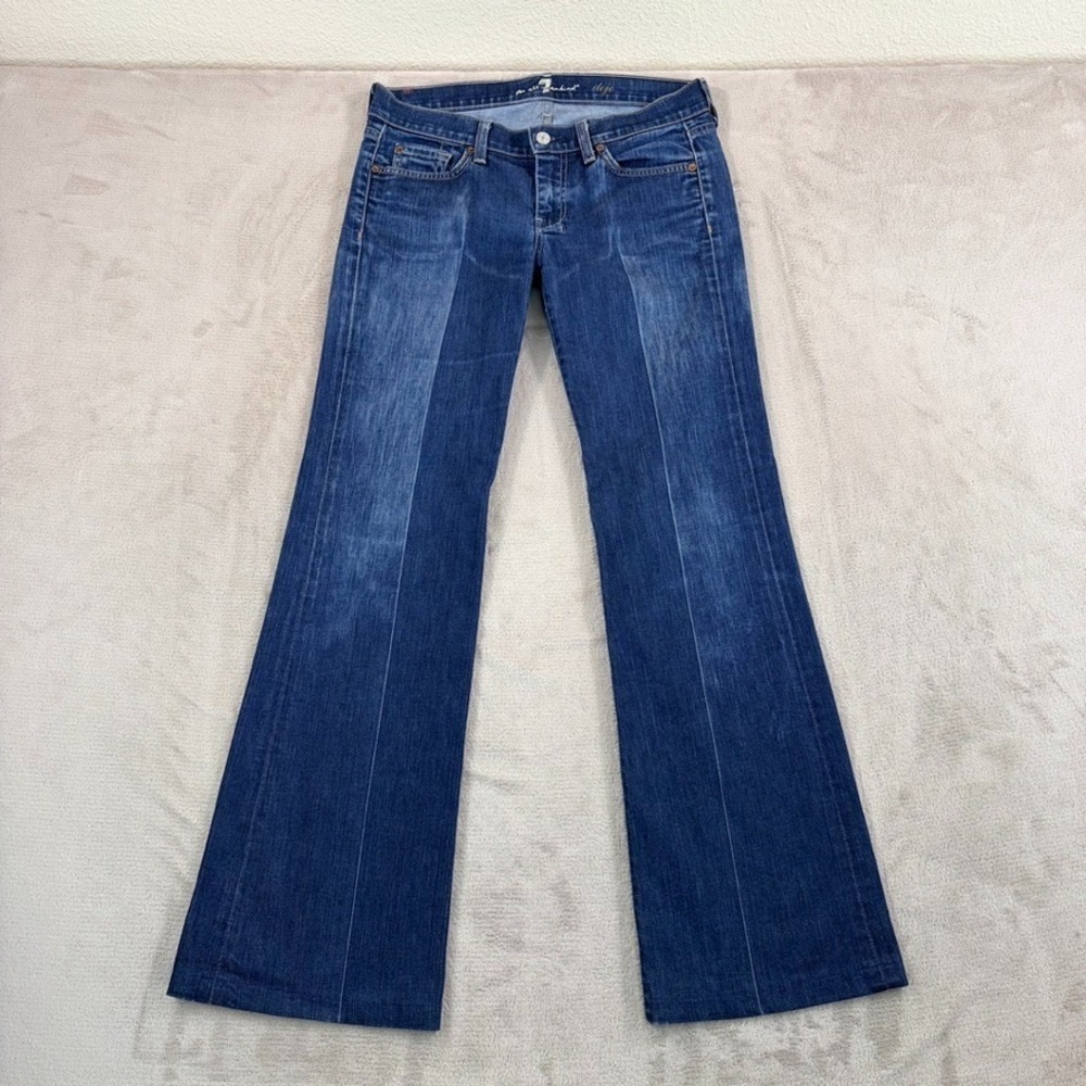 Vintage Seven For All Mankind Dojo Jeans Blue Women 29x32 Boot Cut Flared USA